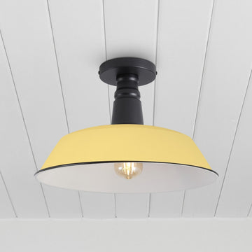 Camila 14"  Classic Industrial Indoor/Outdoor Iron LED Semi Flush Mount
